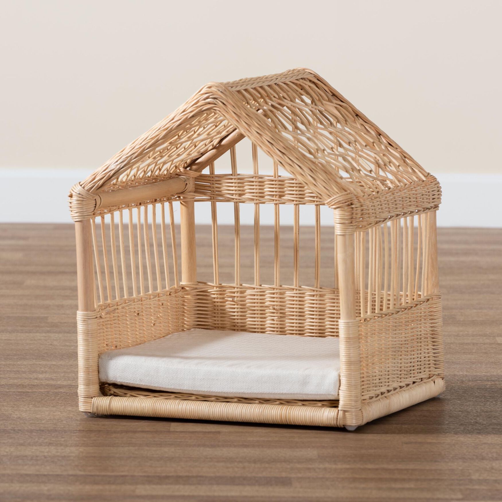 Pieta Modern Bohemian Natural Brown Rattan Pet Bed, , alternate image number 6