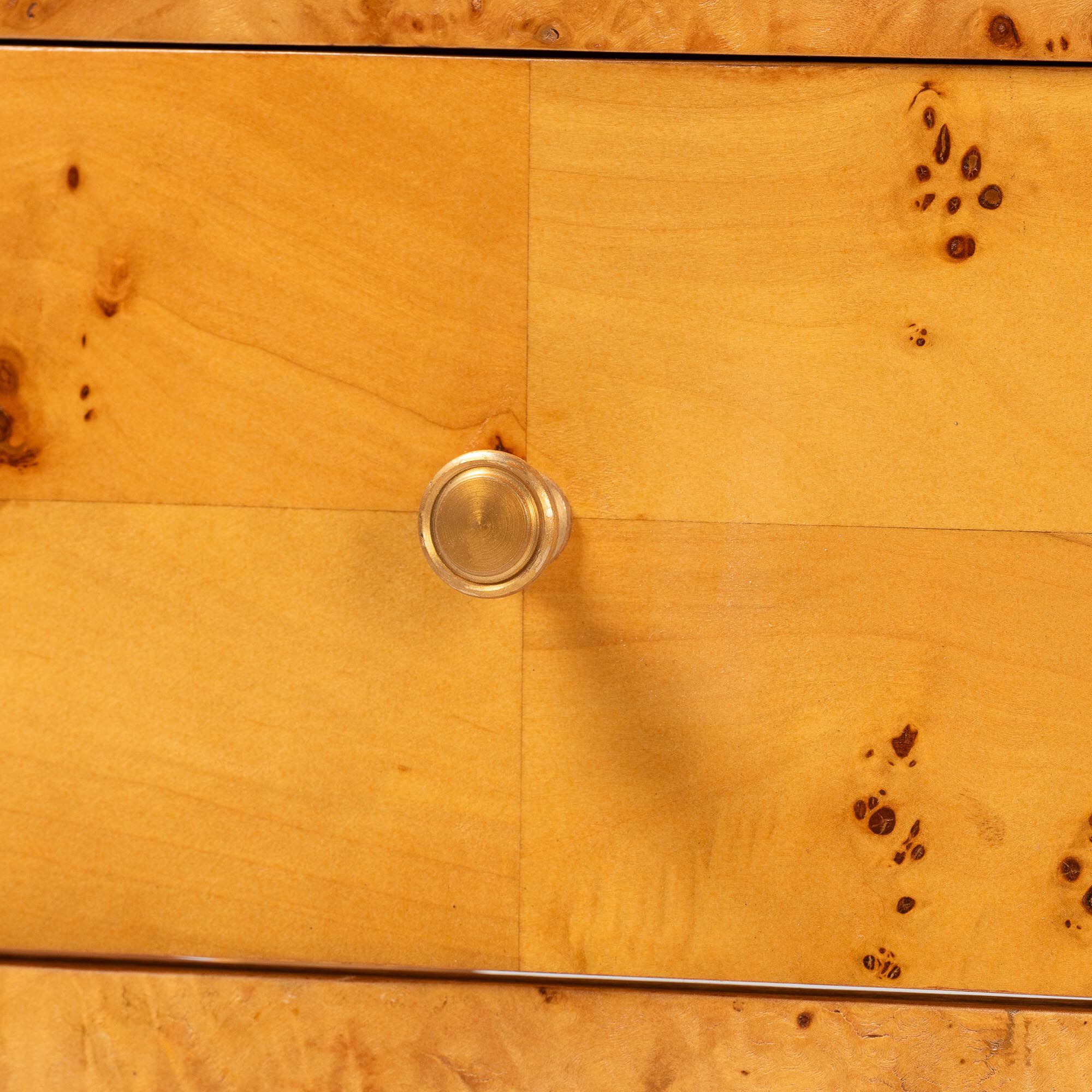 Ghina Modern and Contemporary Natural Light Mappa Real Burl Wood 1-Drawer Nightstand, BURL, alternate image number 5