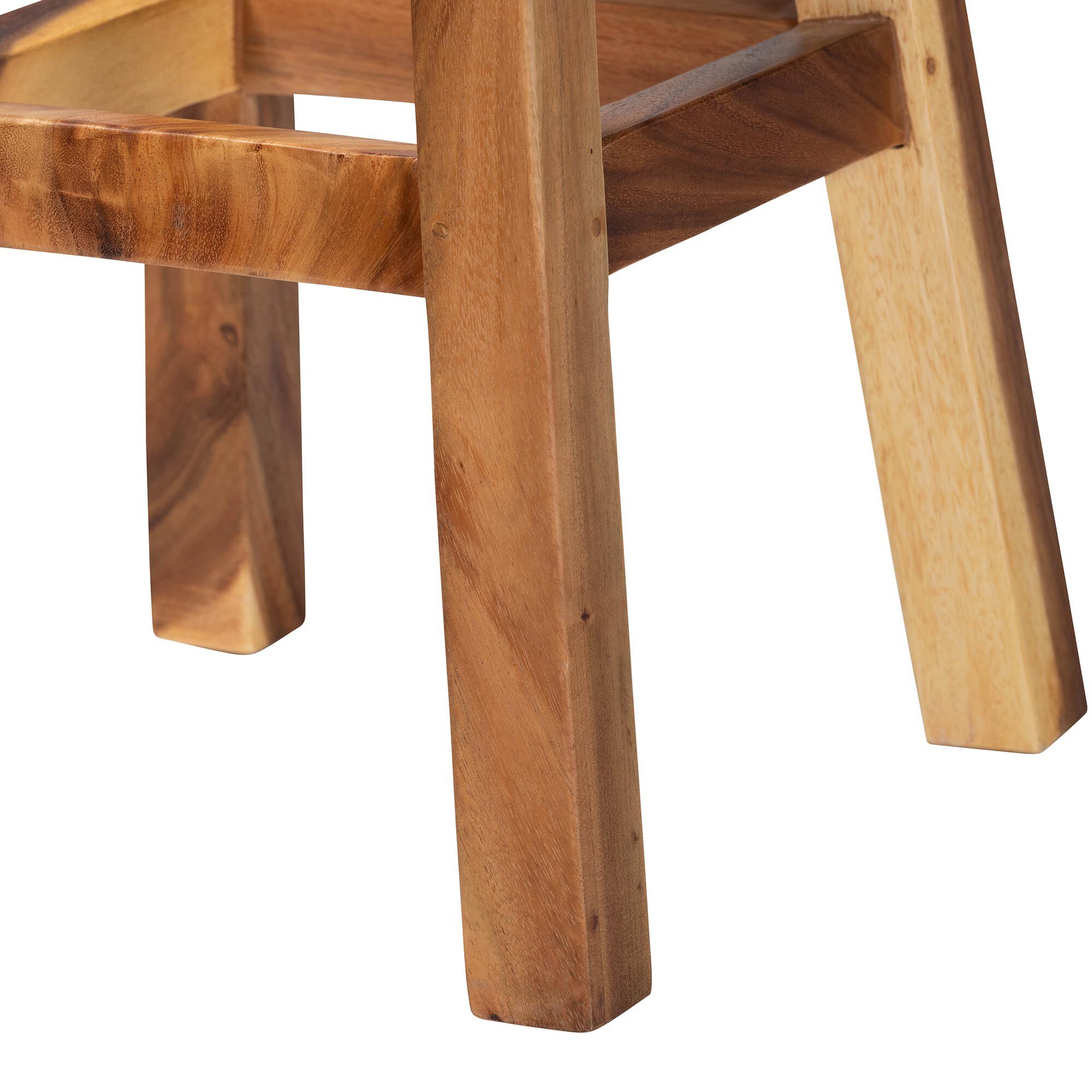 Luli Suar Wood Bar Stool - Handcrafted Solid Wood Stool with Backrest, BROWN, alternate image number 6