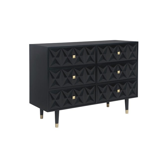 6-Drawer Geo Texture Dresser, BLACK GOLD, hi-res image number 0
