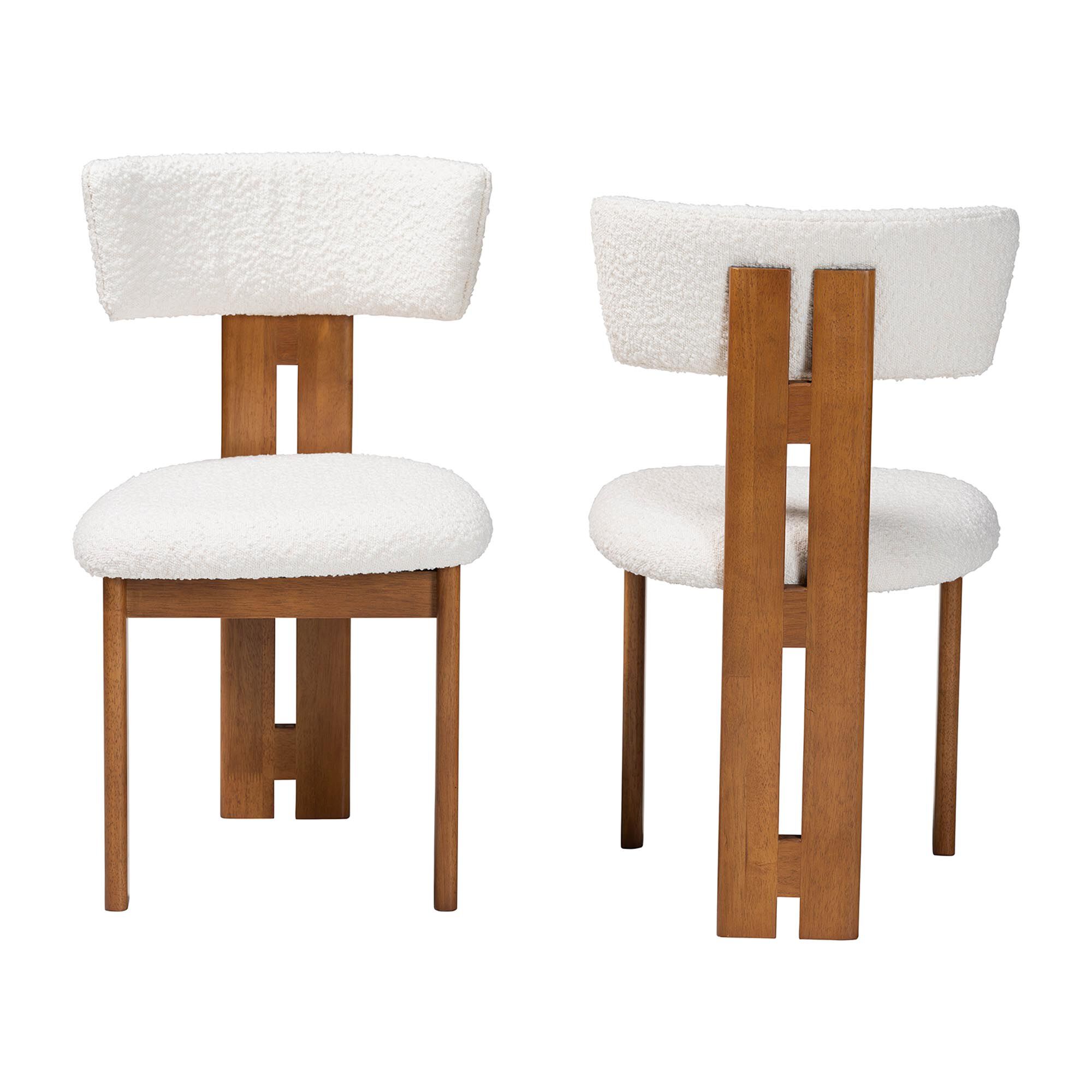 Kyren Modern Cream Boucle Dining Chair, CREAM, alternate image number 2