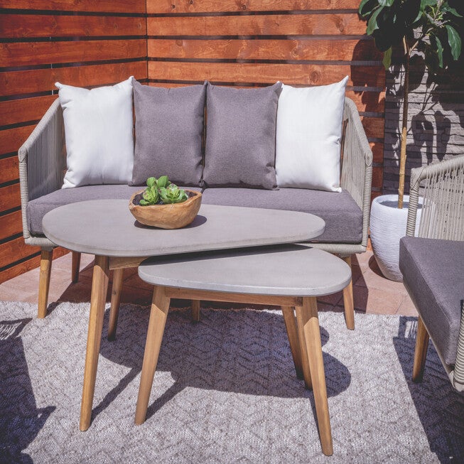 Grey Resin Modern Outdoor Accent Table, , alternate image number null