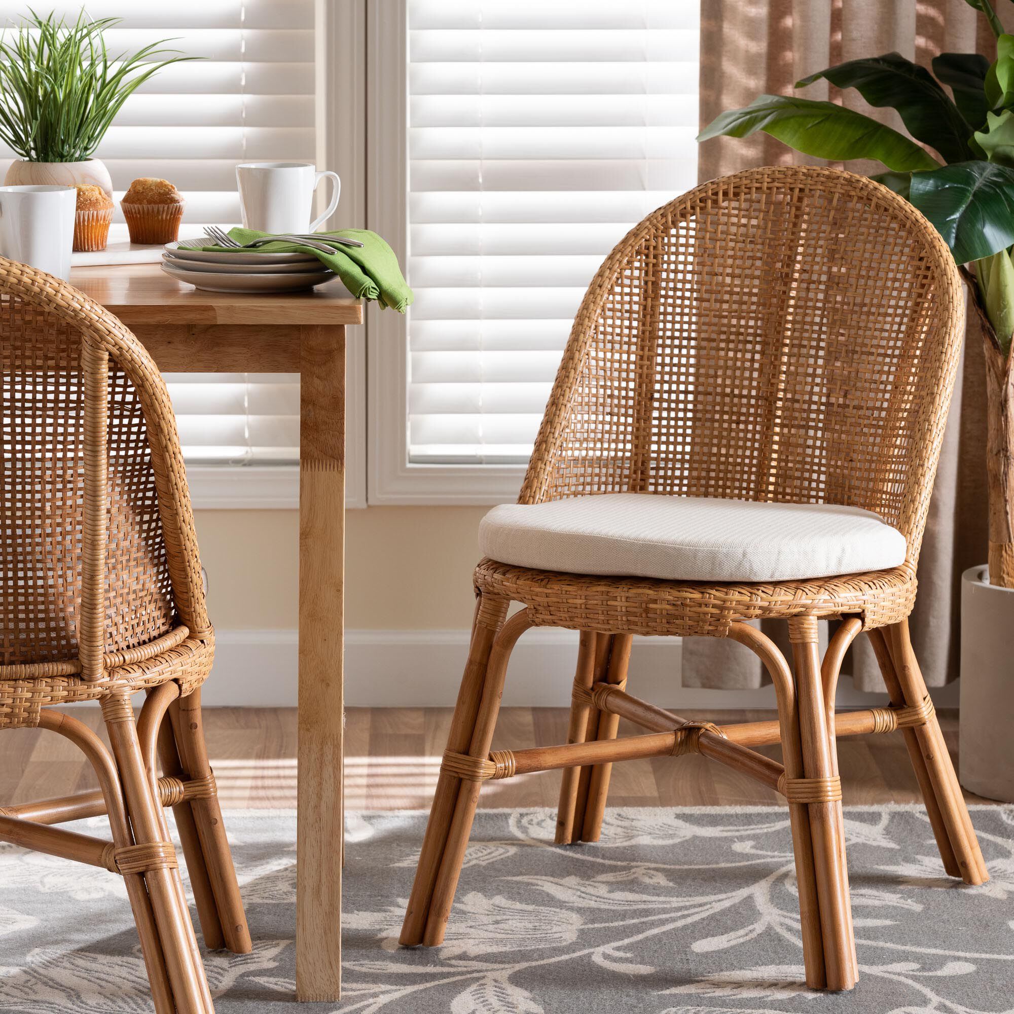 Daniela Bohemian Light Honey Rattan Dining Chair, HONEY, hi-res image number 0