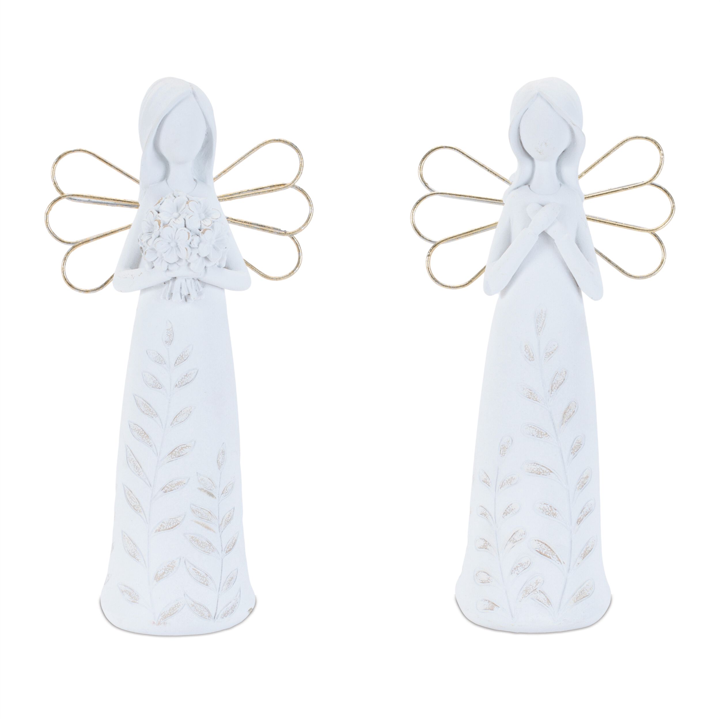 Etched Angel Figurine Set of 4, WHITE GOLD, hi-res image number 0