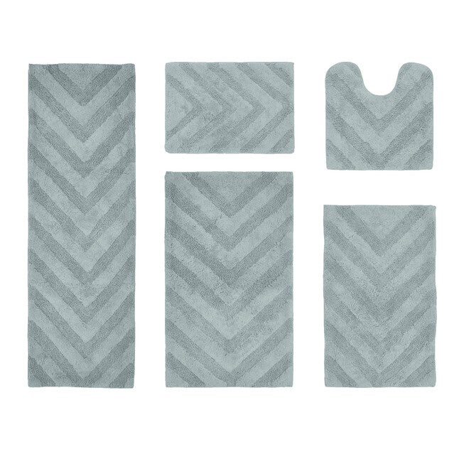 Hugo Collection 100% Cotton 5 Piece (17 inches X 24 inches | 20 inches X 20 inches | 21 inches X 34 inches | 24 inches X 40 inches | 20 inches X 60 inches) Bath Rug Set, BLUE, hi-res image number 0