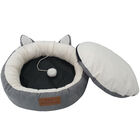GREY Printing poly-cotton cozy round cat bed , 21 inch, , alternate image number null