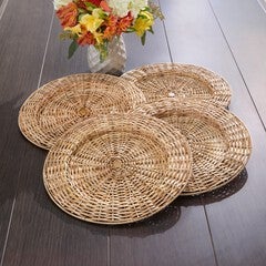 Set of 4, Rattan Charger Plates