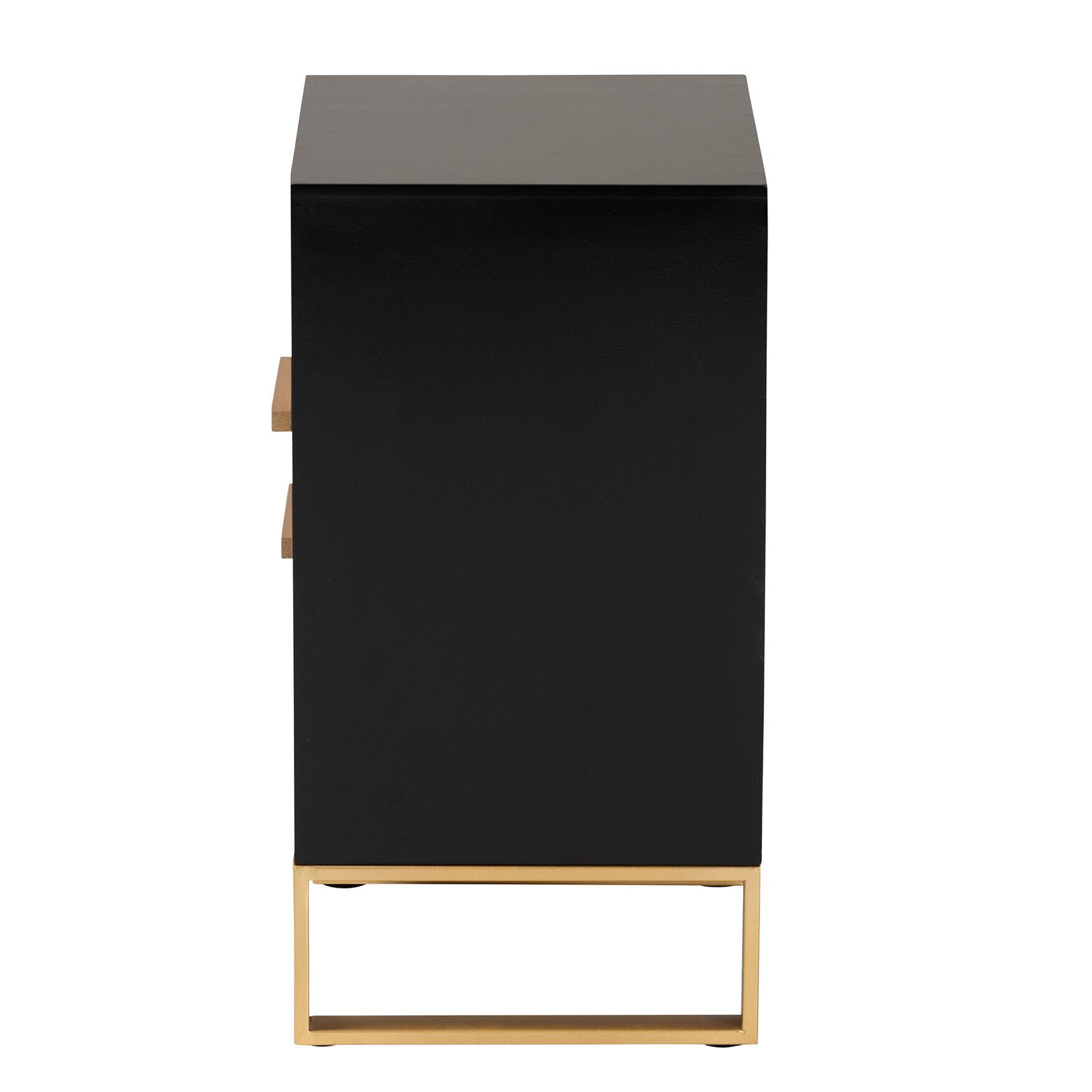 Giolla Contemporary Glam And Luxe Black Finished Wood And Gold Metal 2-Drawer Nightstand, , alternate image number 3