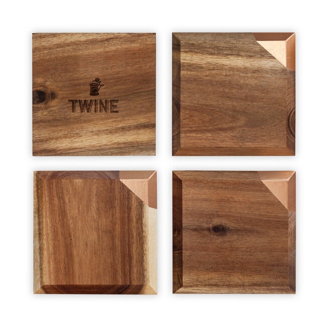 Metallic Dipped Coaster Set, WOOD, hi-res image number 0