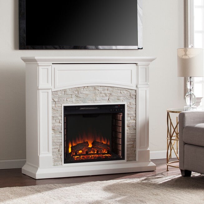 Seneca Electric Media Fireplace, WHITE, hi-res image number 0