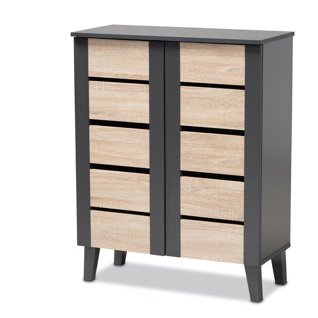Melle 2-Door Wood Entryway Shoe Storage Cabinet Furniture, OAK GRAY, hi-res image number null