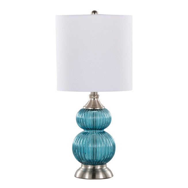 Belle 20 inches Glass Accent Lamp - Set Of 2, BLUE NICKEL WHITE, hi-res image number null