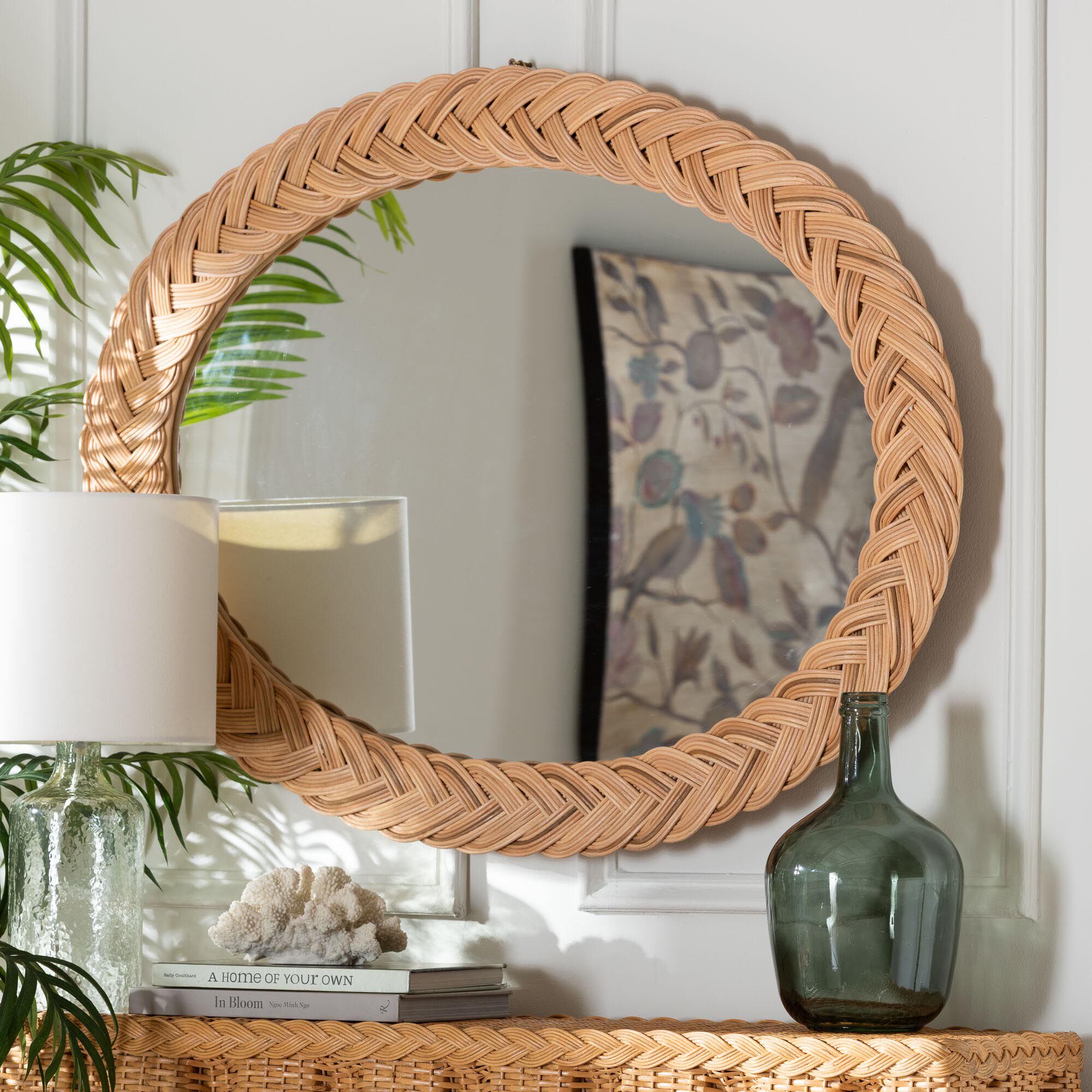 Nara Natural Rattan Wall Mirror - Oval, HONEY, alternate image number 3