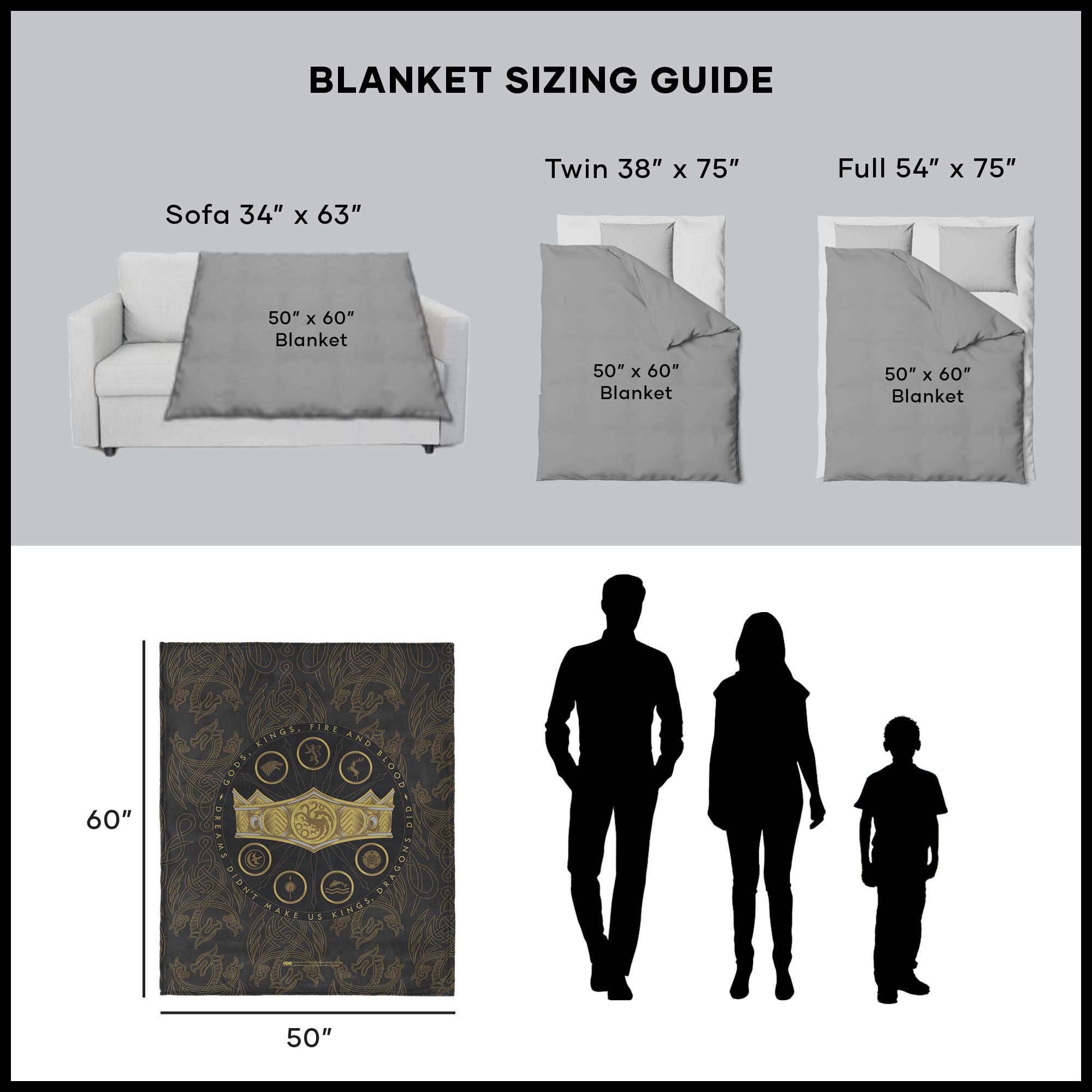 Warner Bros. House of the Dragon Dragons Did Silk Touch Throw Blanket 50x60 Inches, BROWN, alternate image number 5