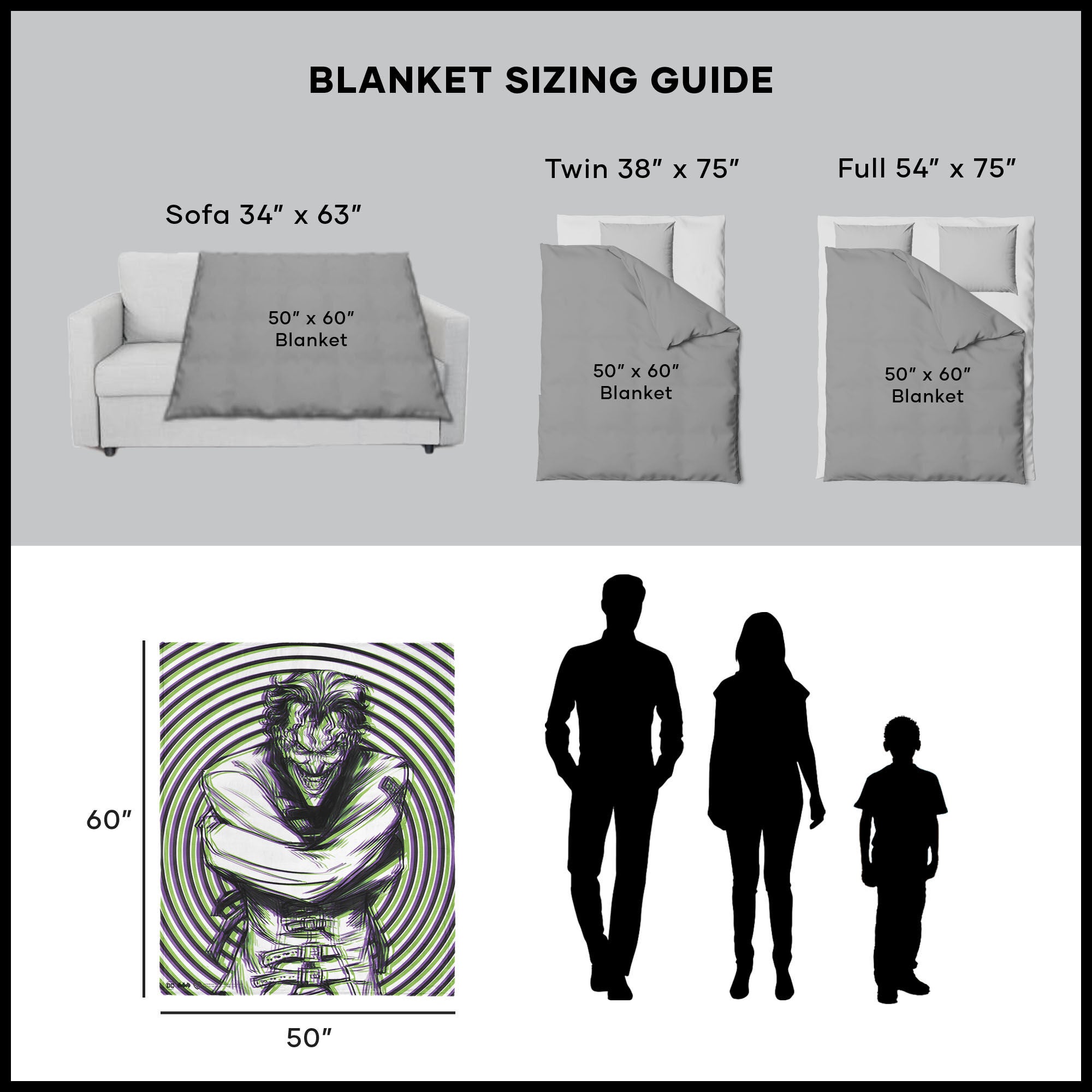 Warner Bros. DC Laughing Man Silk Touch Throw Blanket 50x60 Inches, LAUGHING MAN, alternate image number 5