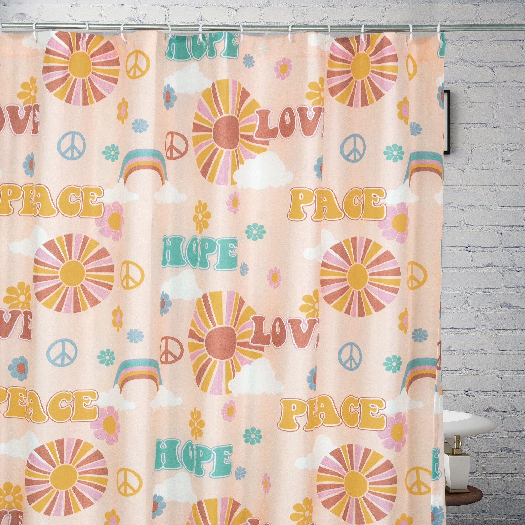 Cassidy Bath and Shower Curtain, PEACH, alternate image number 2