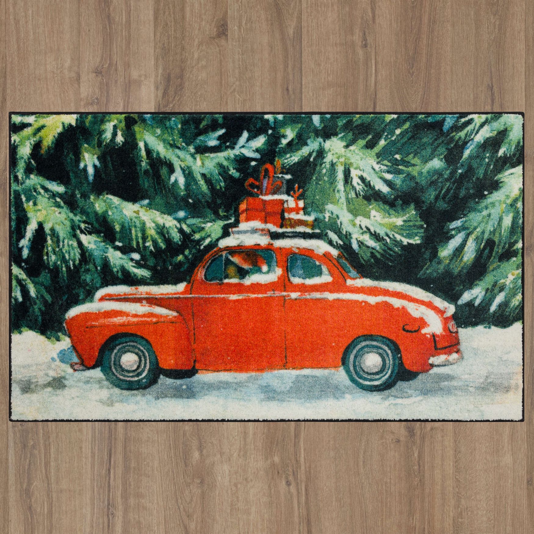 Vintage Christmas Car Kitchen Rug, , alternate image number 5