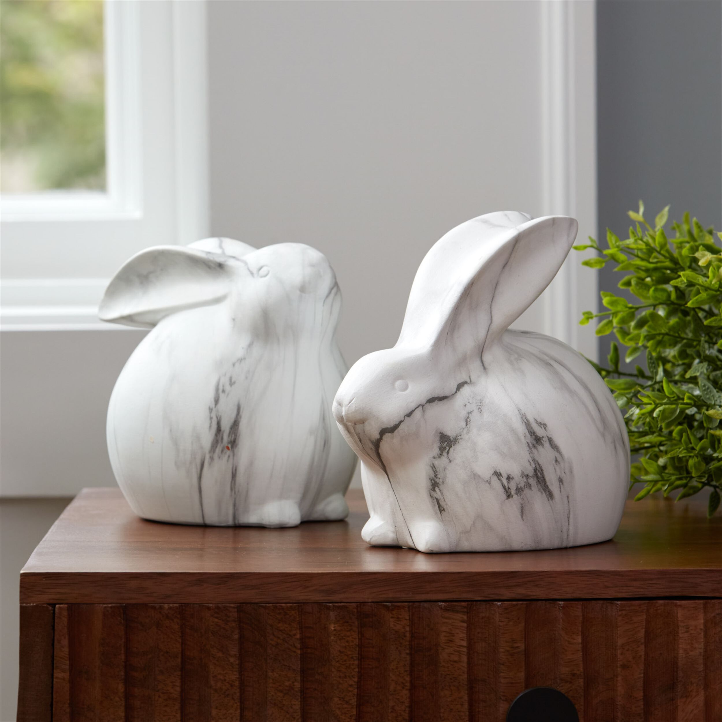Marble Design Rabbit Shelf Sitter (Set of 2), WHITE/GREY, alternate image number 3