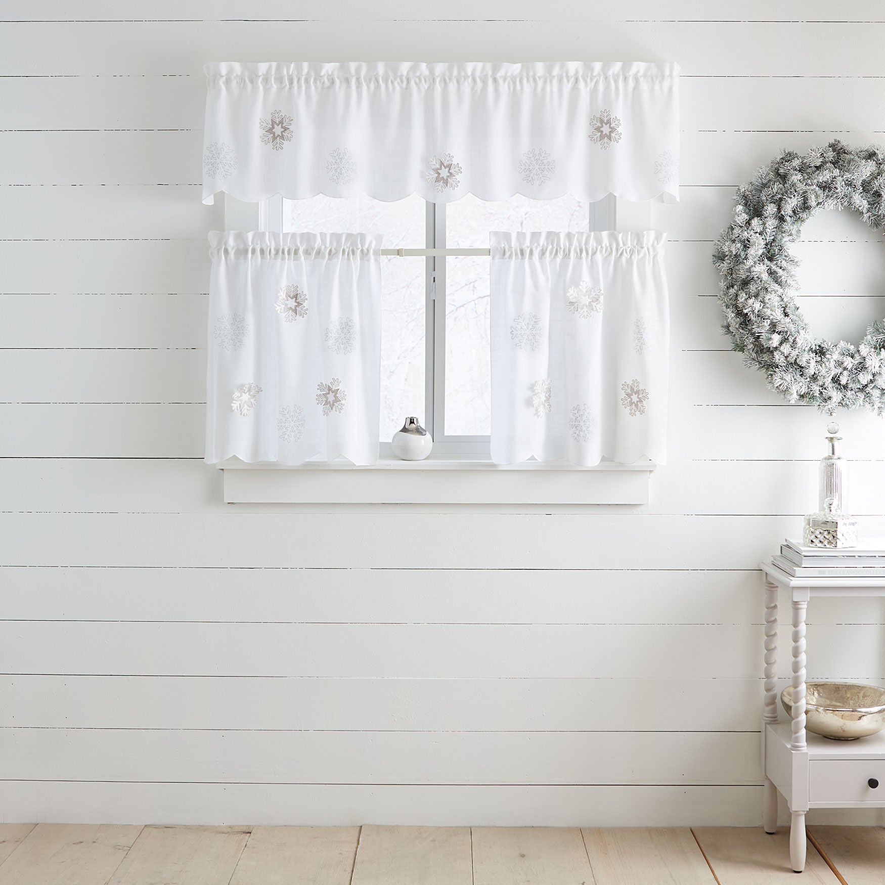 SnowFlake Applique Cafe Curtains, , hi-res image number 0