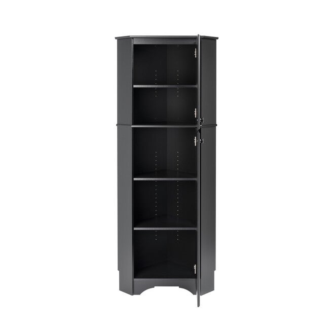 Elite Tall 2-Door Corner Storage Cabinet, Black, , alternate image number null