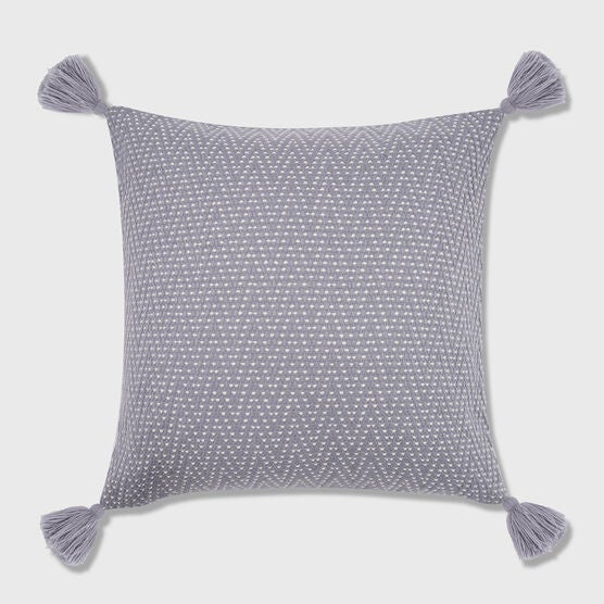 Herringbone Euro Tassel Throw Pillow, BLUE, hi-res image number null