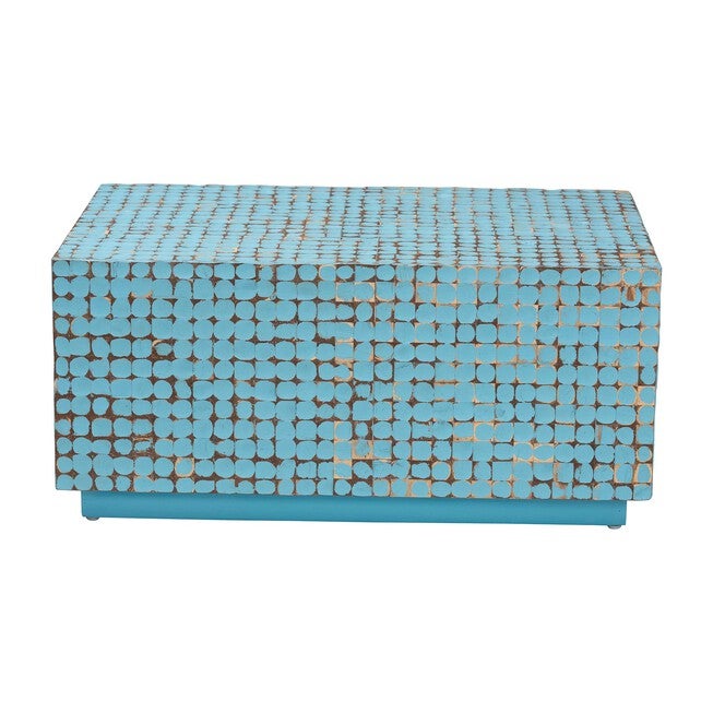Nitza Bohemian Coconut Shell and Acacia Wood Coffee Table, BLUE, alternate image number 2