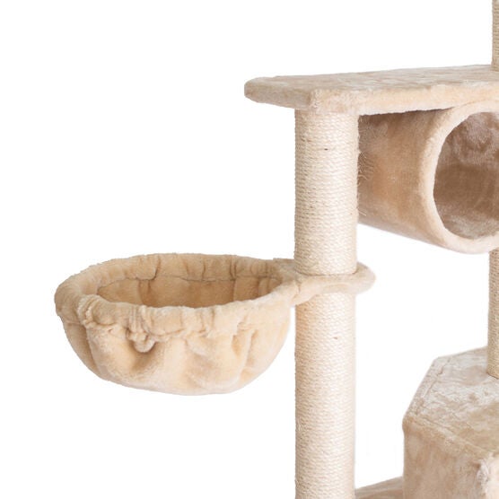 Real Wood 72" Cat Tower Entertainment Furniture With Lounge Basket, Perch, , alternate image number null