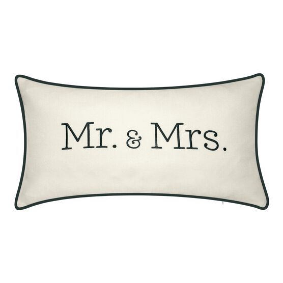 Celebrations ""Mr. & Mrs."" Embroidered Decorative Pillow , OYSTER BLACK, hi-res image number null