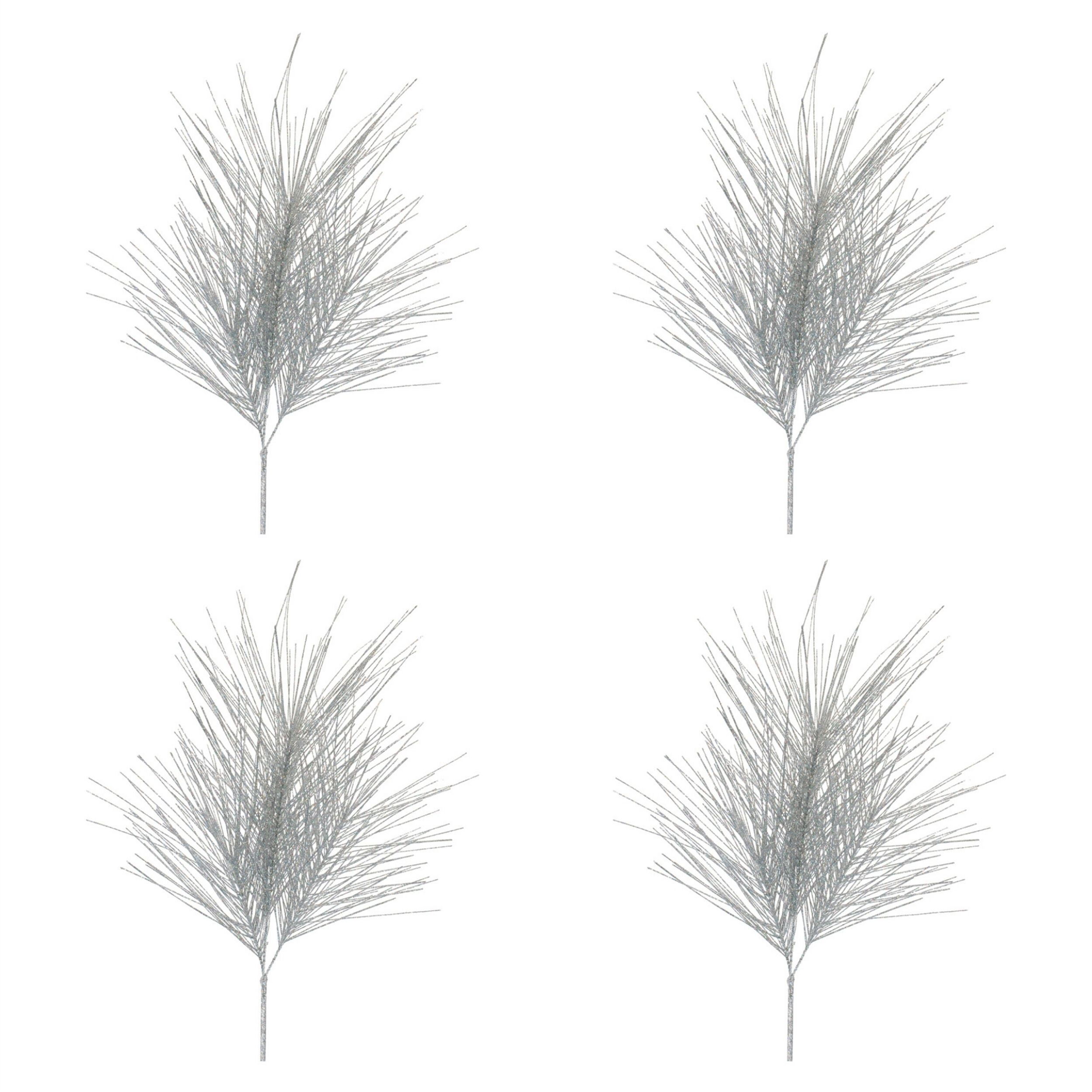 Glittered Pine Spray (Set of 4), SILVER, alternate image number 4