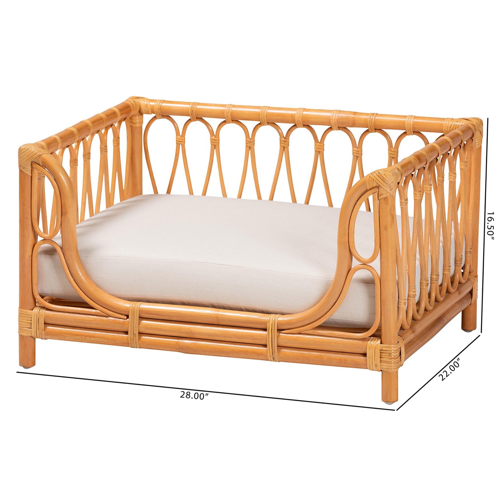 Kierra Bohemian Honey Rattan Pet Bed, , alternate image number 7