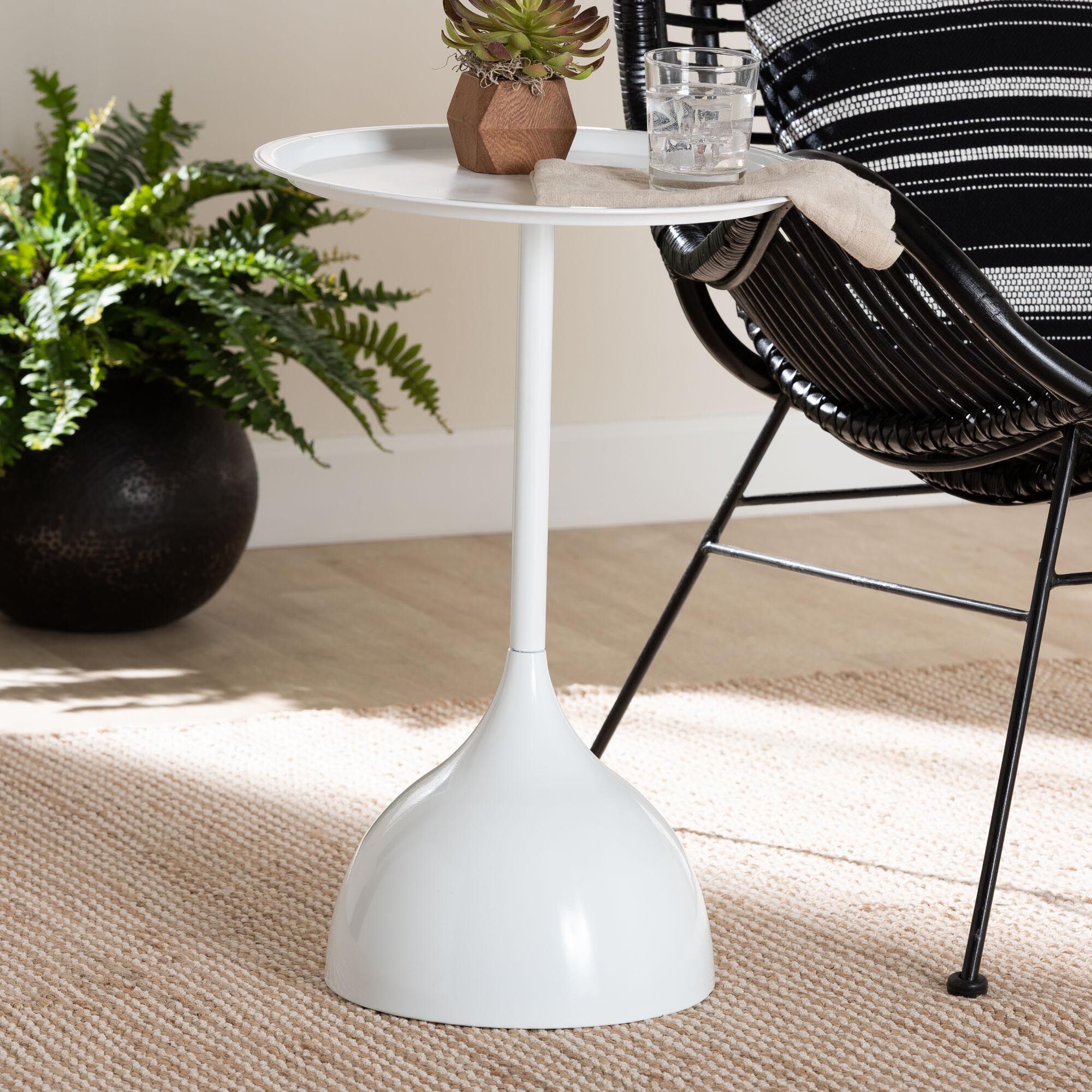 Webb Black Metal Pedestal Side Table, WHITE, hi-res image number 0