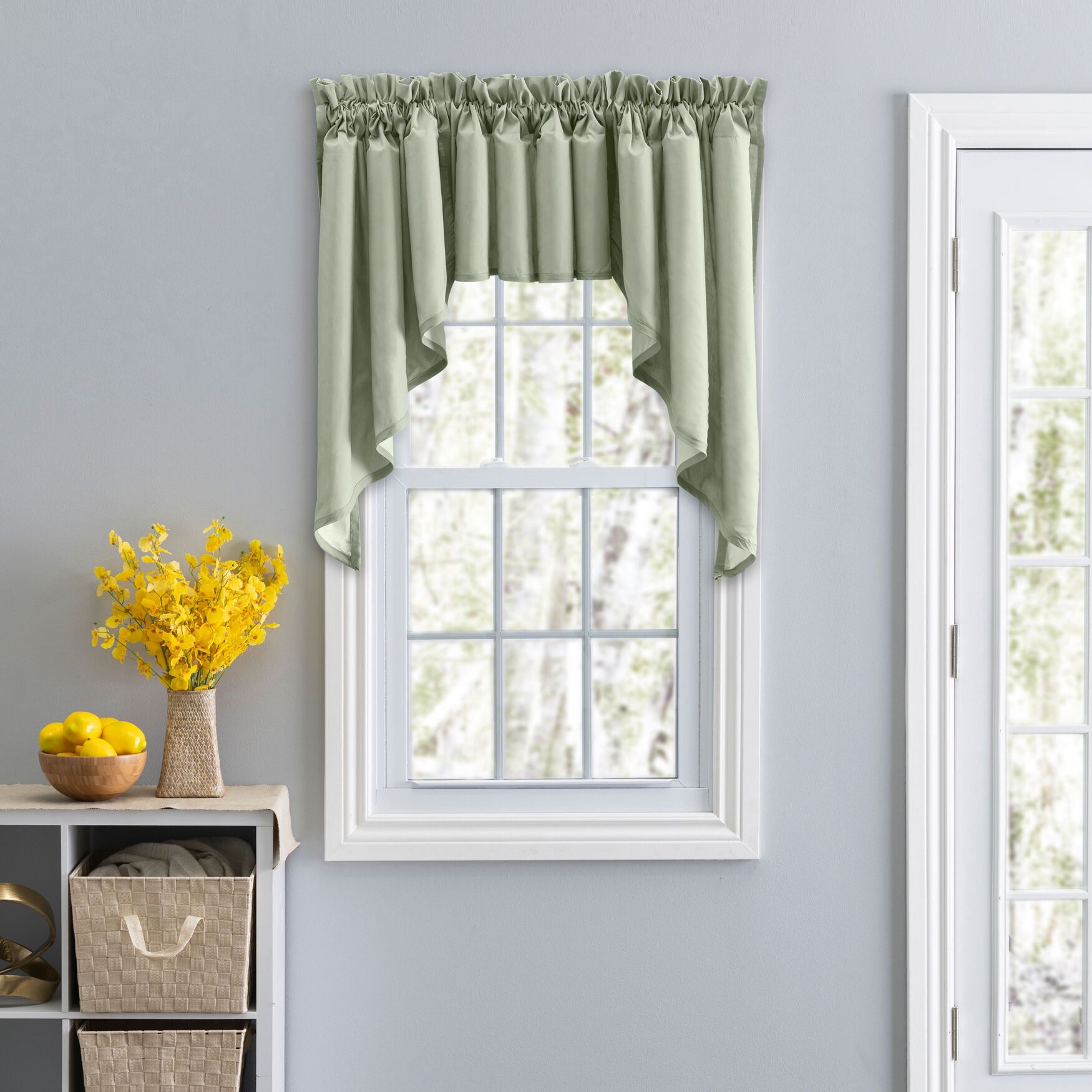 Stacey Curtain Color Lined Swag Set, SAGE, hi-res image number 0
