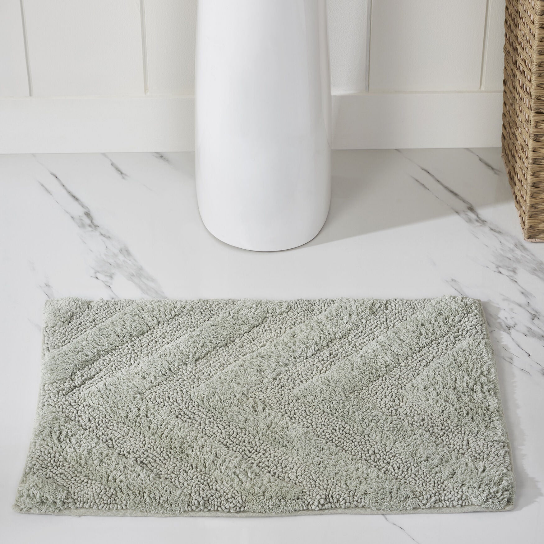 Hugo Collection 100% Cotton 17 inches X 24 inches Rectangle Bath Rug, SAGE, hi-res image number 0