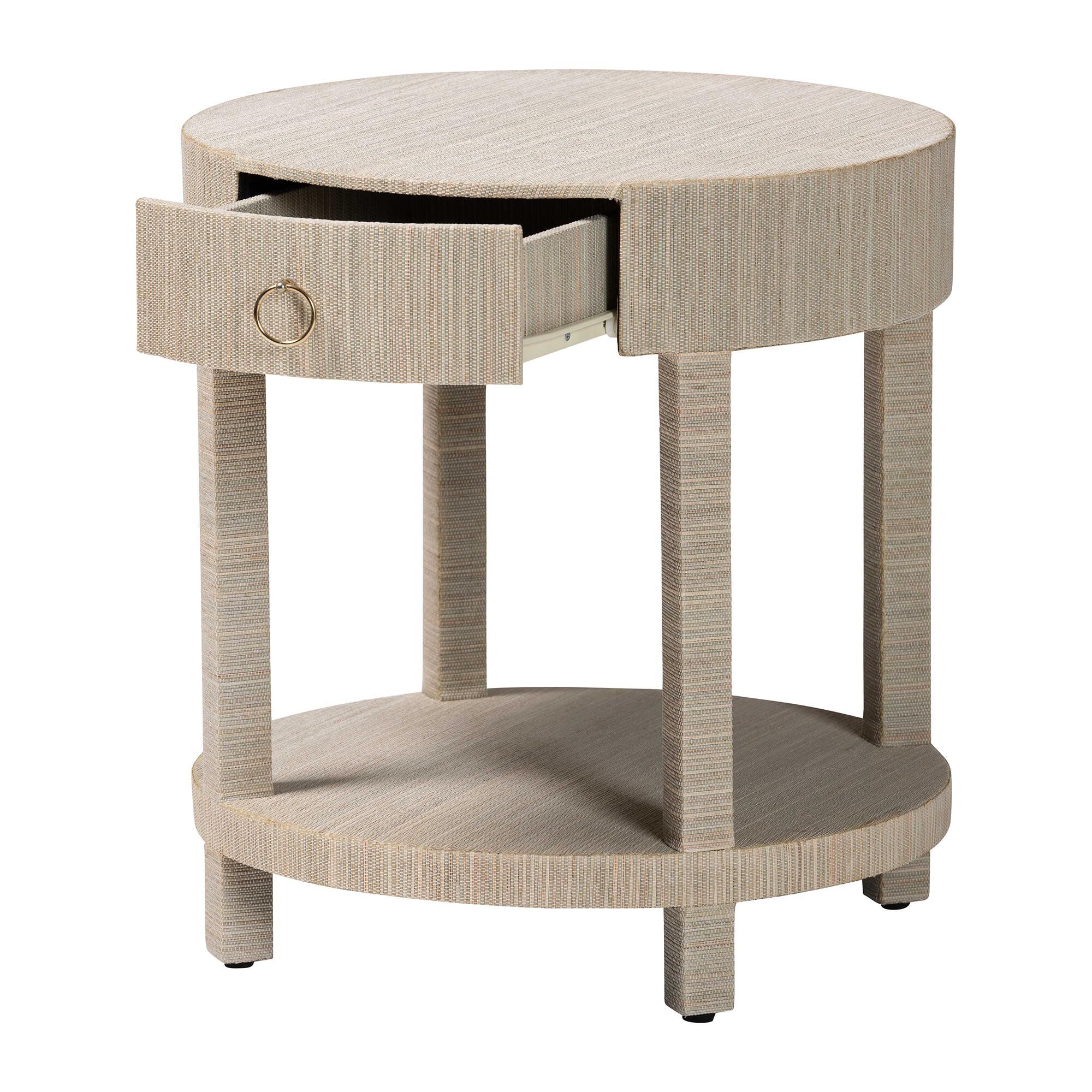 Sadia Bohemian Woven Natural Grasscloth 1-Drawer Nightstand, NATURAL, alternate image number 2