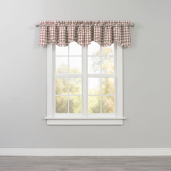 Country Check Layered Valance, BROWN, hi-res image number null