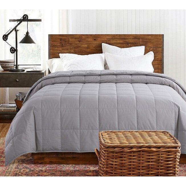 Cozy Down Reversible Blanket, GREY, hi-res image number null