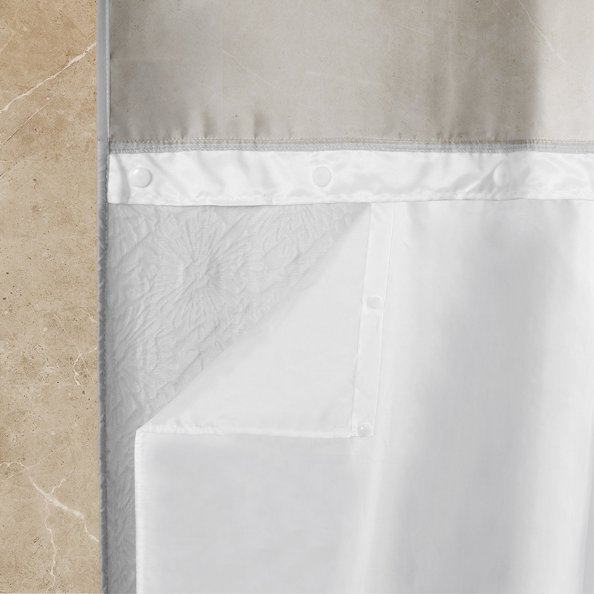 Starburst Crinkle Shower Curtain with Snap-in Liner, Hooks Included, LIGHT GREY, alternate image number 4