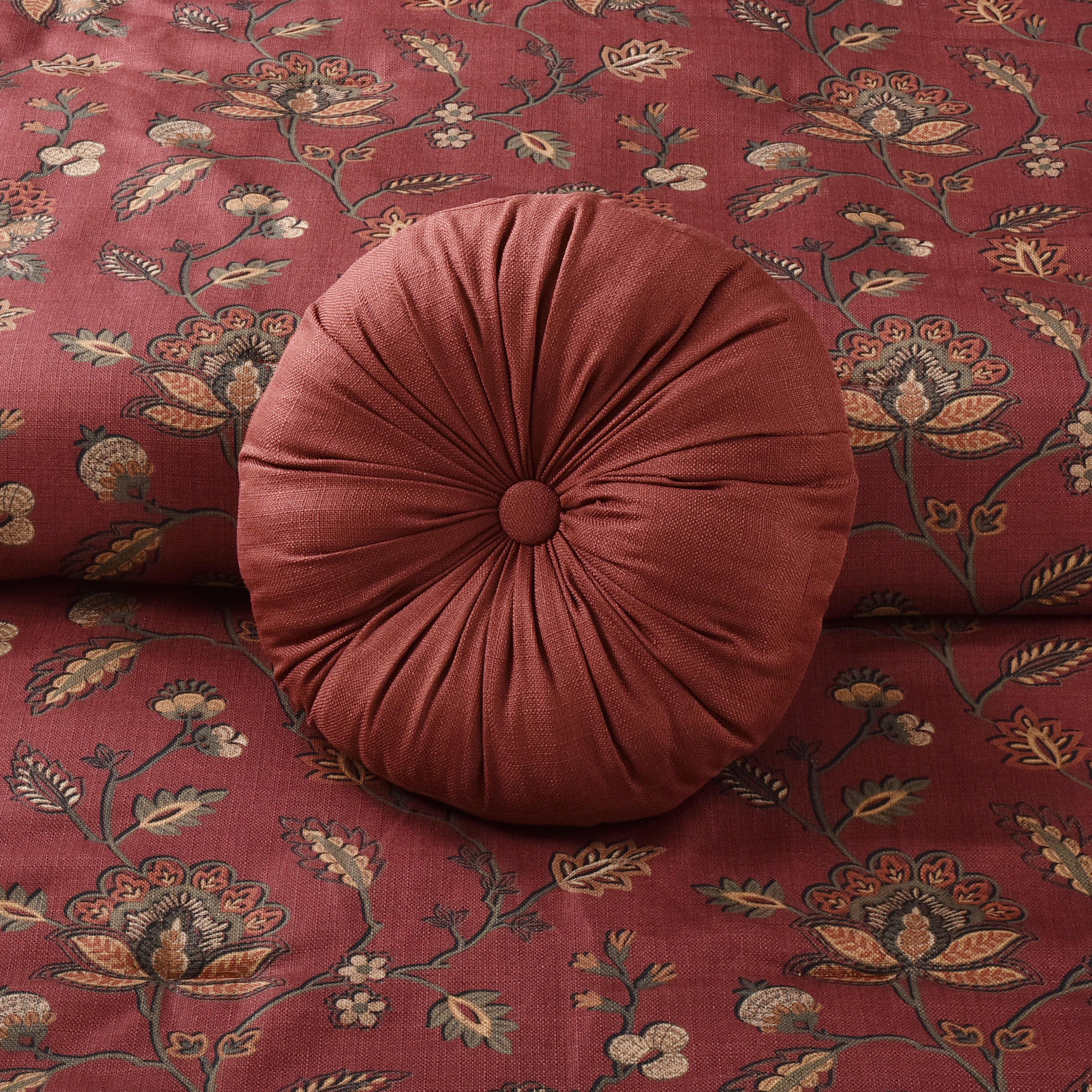 Bari Round Decorative Throw Pillow, RED, alternate image number 1