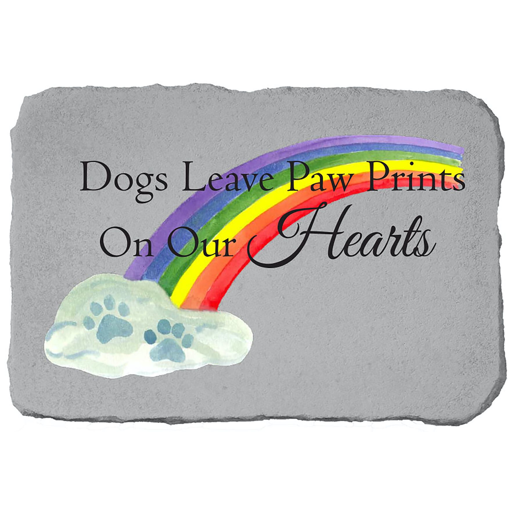 Dogs Leave Paw Prints Rainbow Garden Memorial Accent Stone, GREY, hi-res image number 0