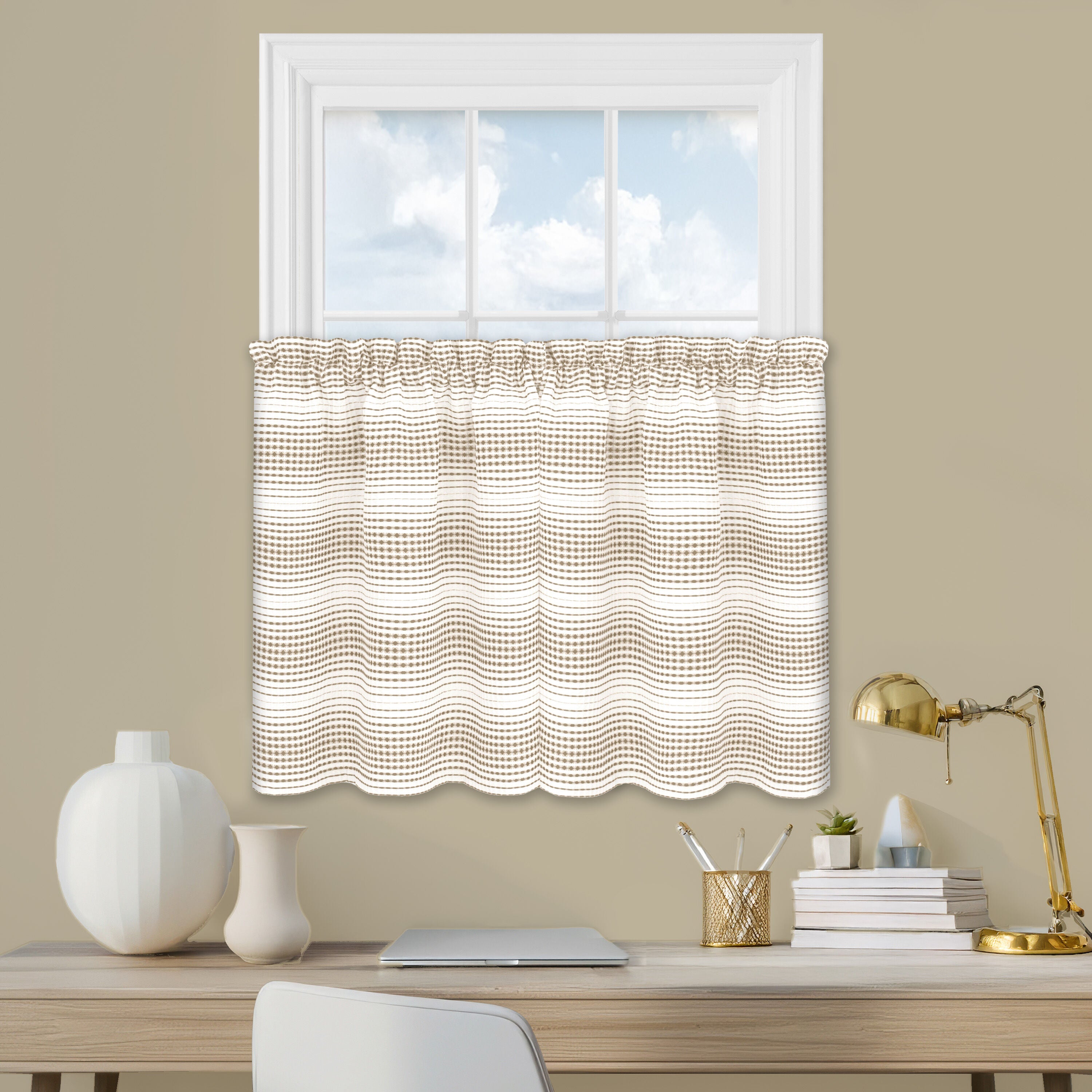 Gramercy Window Curtain Tier Pair, TAUPE, hi-res image number 0