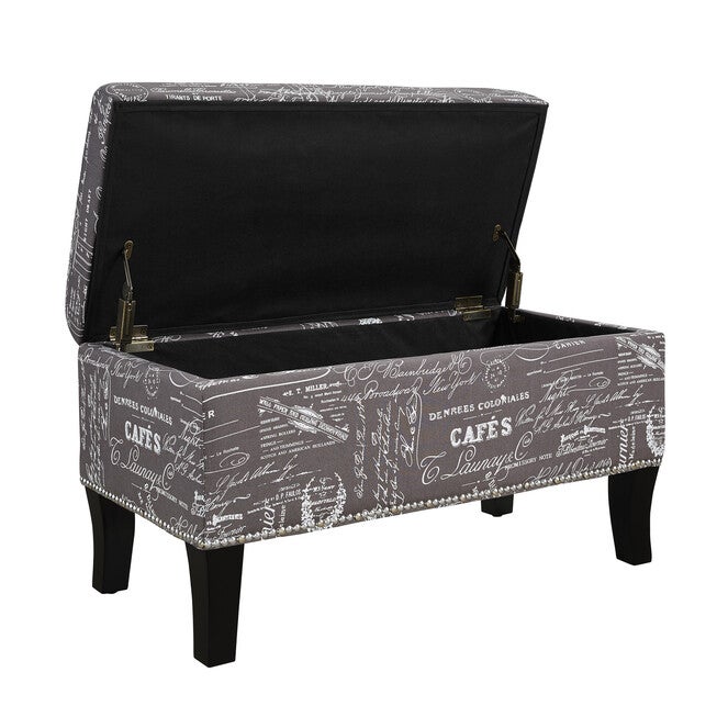 Stephanie Ottoman Grey Linen With Script, , alternate image number 6