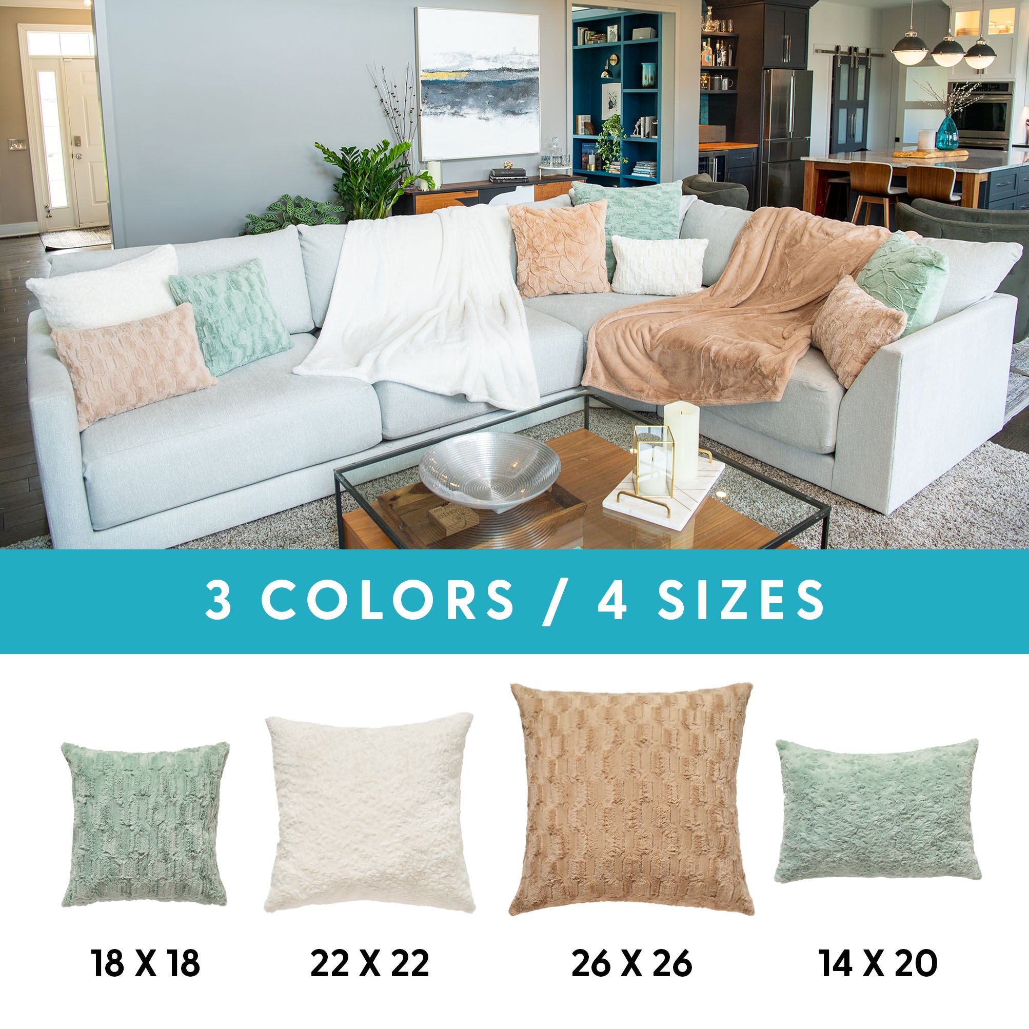 HGTV Art Deco Brushed Faux Fur Pillow Nomadic Desert 22 x 22 inches, MULTI, alternate image number 2