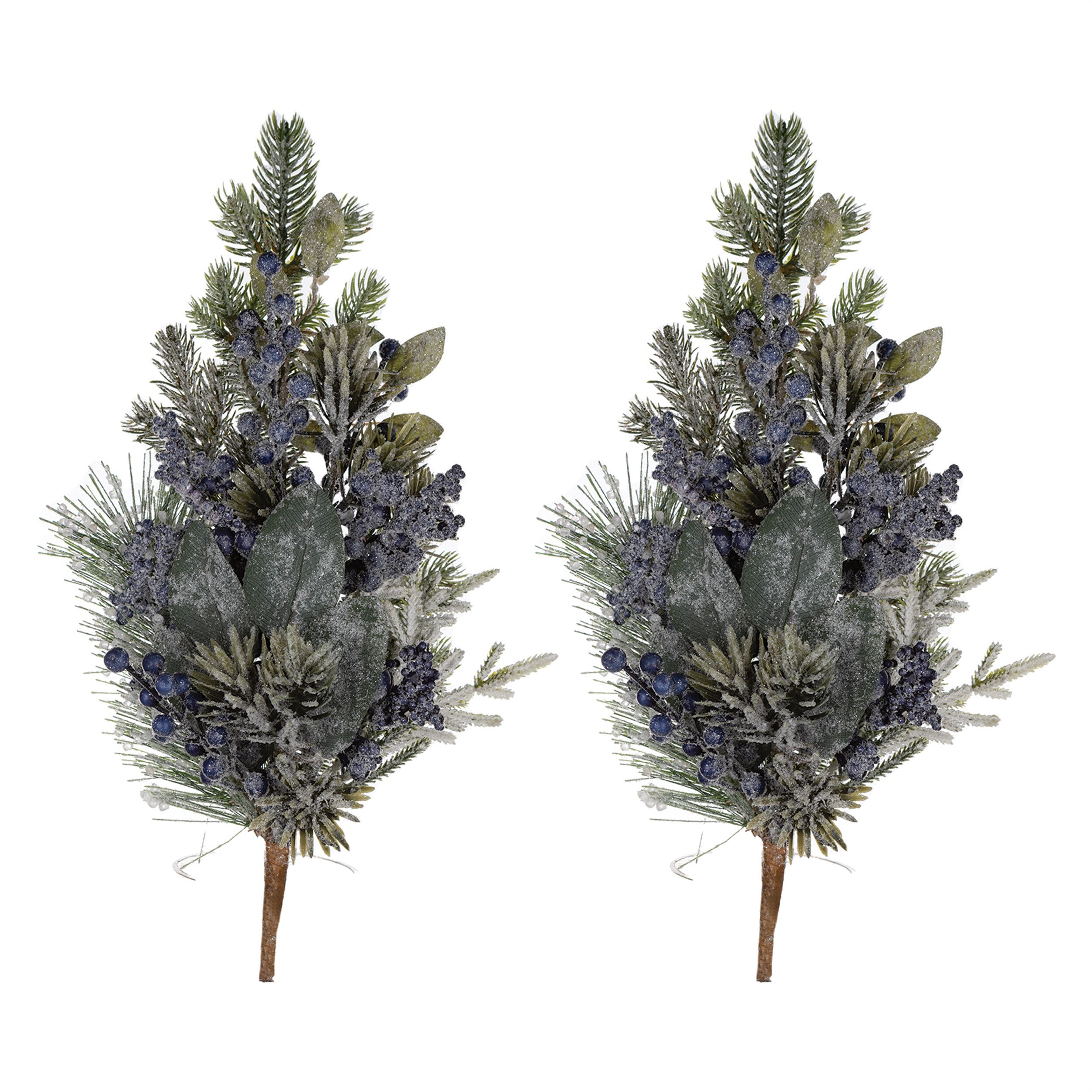 Frosted Blueberry Pine Spray (Set of 2), BLUE GREEN, alternate image number 2