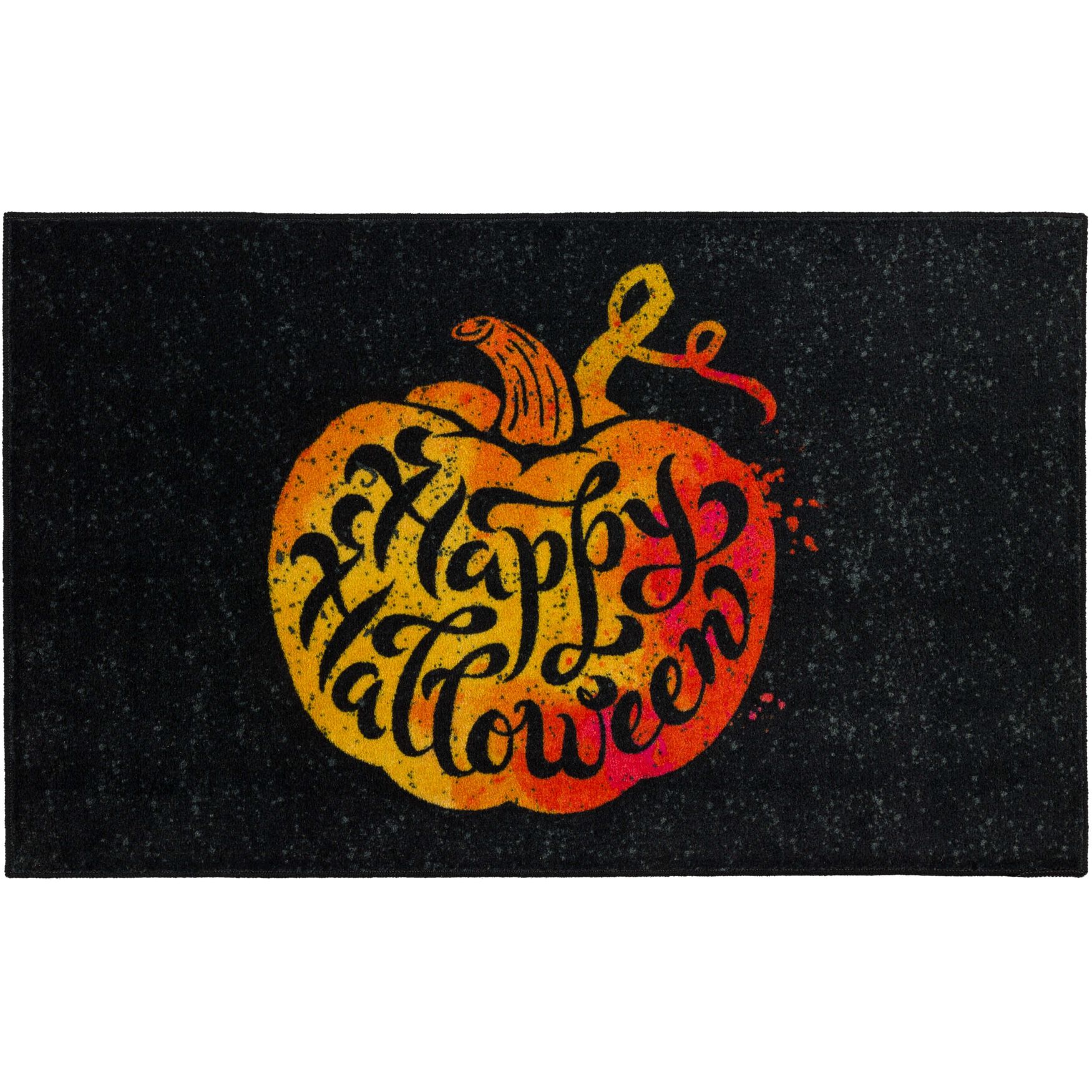 Speckled Pumpkin Black Kitchen Rug, BLACK, hi-res image number 0