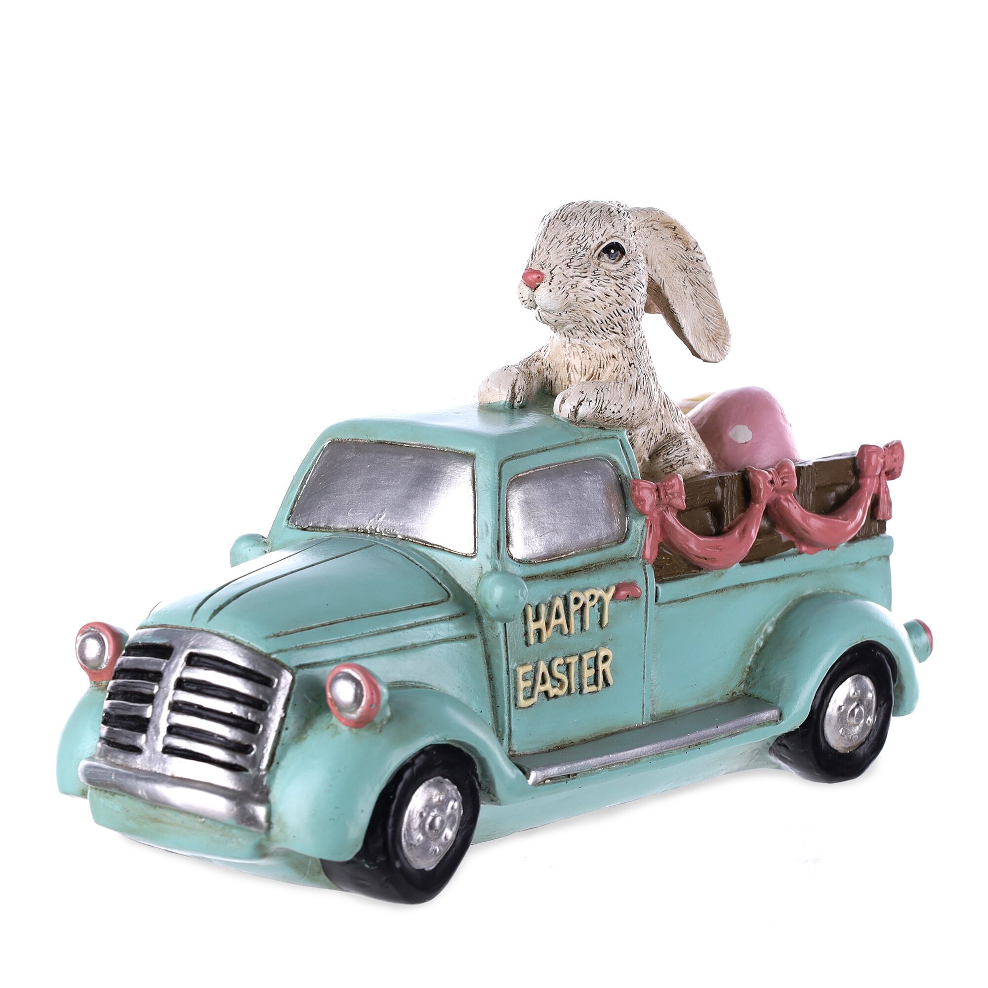 Easter Bunny in Car Figurine 9.5 inchesL, BLUE, hi-res image number 0