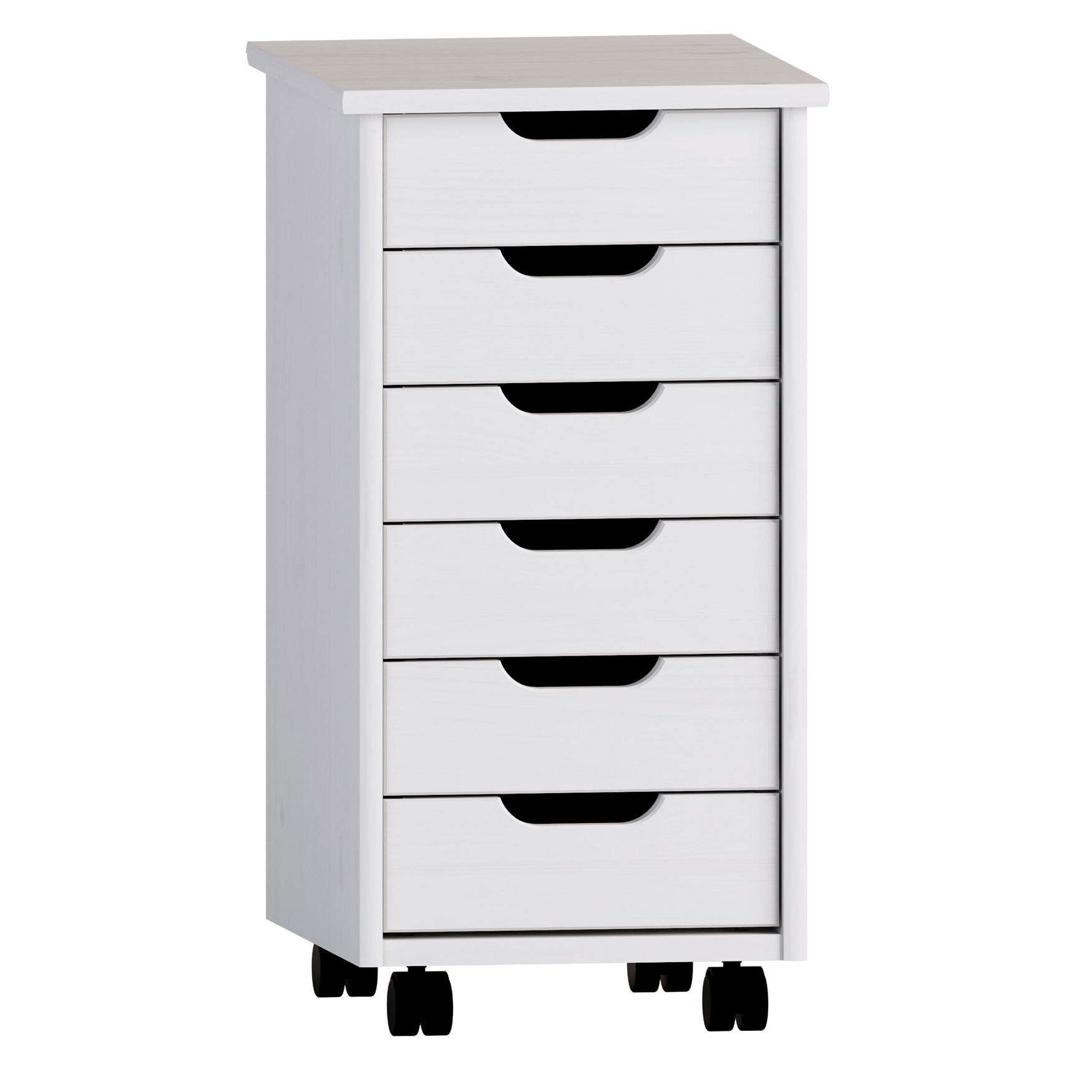 Croghan Six Drawer Rolling Storage Cart, WHITE, hi-res image number 0