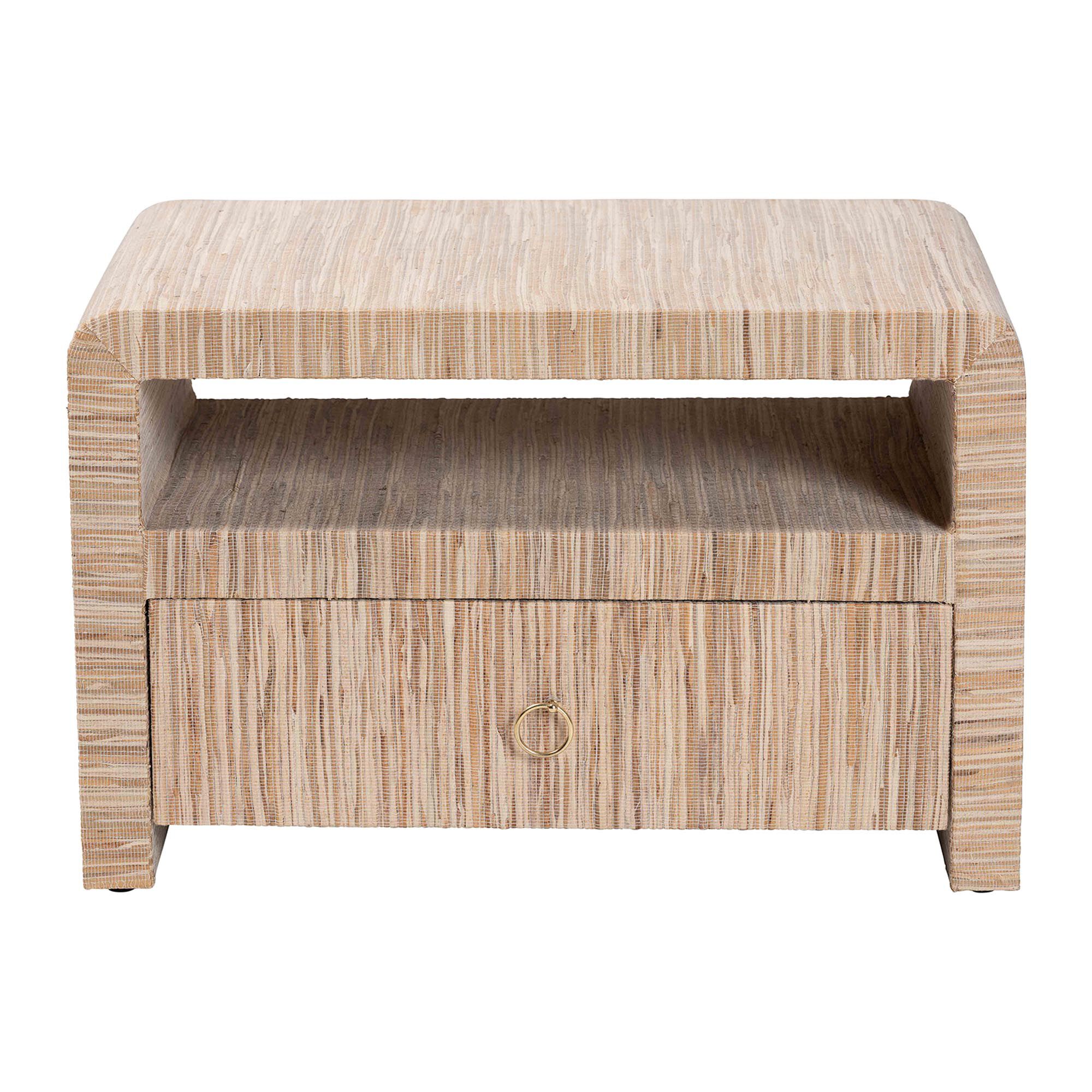 Hannah Bohemian Woven Grasscloth 1-Drawer Nightstand, NATURAL, alternate image number 3