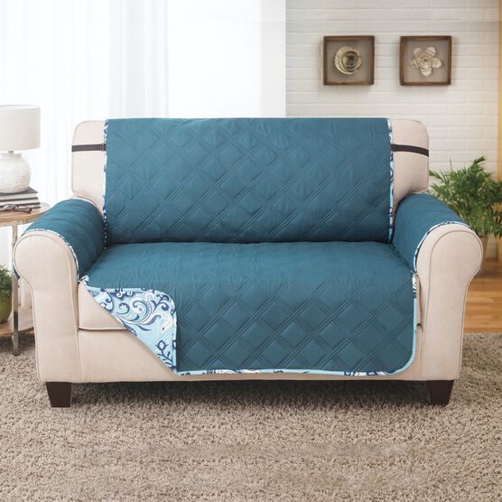Printed Reversible Quilted Love Seat Protector, , alternate image number null