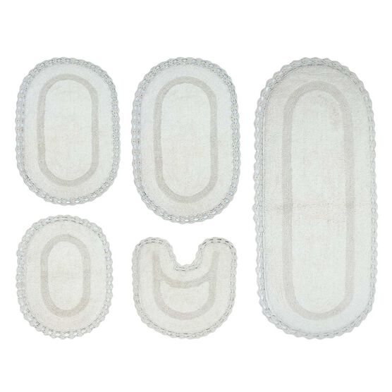 Hampton Crochet 5 Piece Bath Rug Collection, IVORY, hi-res image number null