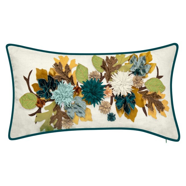 Harvest Dimensional Leaves Lumbar Decorative Pillow , MINERAL, hi-res image number null